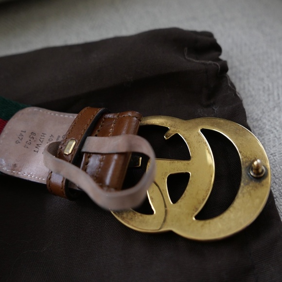GUCCI Marmont Web Belt Tan 85/34 - Picture 3 of 6